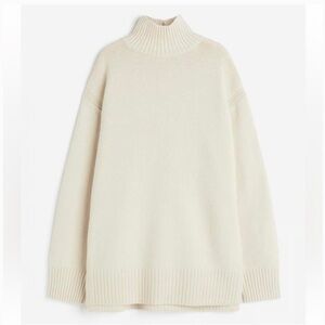 h&m cream knit mock neck